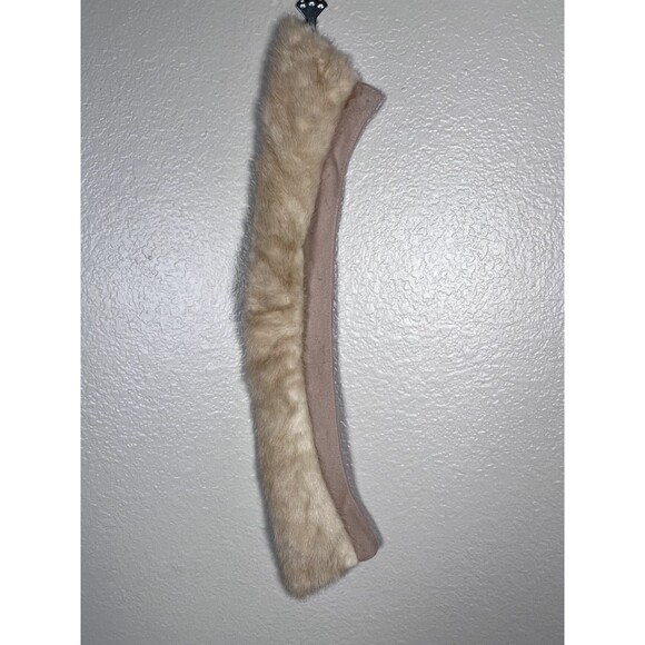 Vintage Mink Fur Collar Sz 3.5" Fur/1.5" Collar x 27" Lined Blonde - Picture 9 of 10